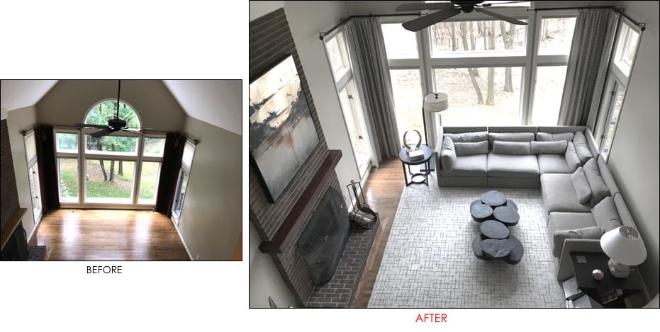 Family Room Before and After- transitional room