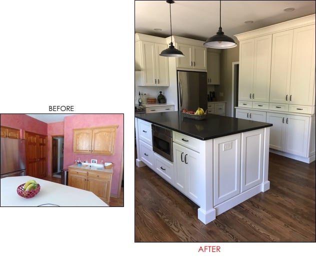 Kitchen Before and After- Island and Pantry area